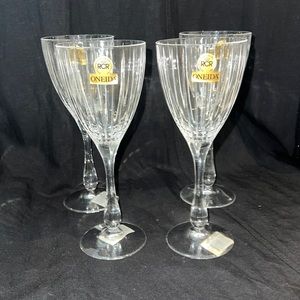 Royal Crystal Rock Solaris Oneida Italian Crystal Wine Glasses Set Of 4 NWT